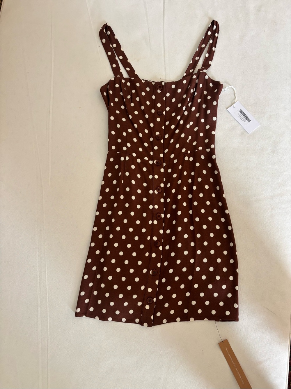 Reformation Brown and White Polka Dot Mini Dress